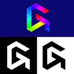 Isometric letter logo G Typography