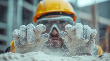 Safety gloves and eyewear for construction protection, providing workers with essential personal protective equipment to guard against workplace hazards like sharp objects and dust