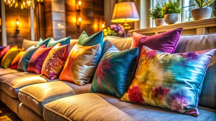 Decorative Colored Pillows in Long Exposure Photography for Home Decor, Stylish Interiors, Cozy Living Spaces, Vibrant Textiles, Modern Aesthetics, and Trendy Designs