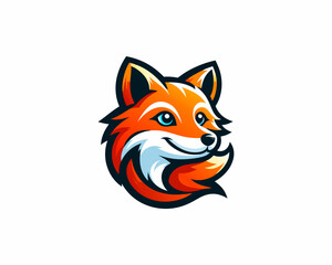 Colorful cartoon fox logo design vector illustration