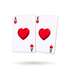 3D Playing cards isolated on white background. Vector illustration. Poker playing card. Gambling game, casino games.