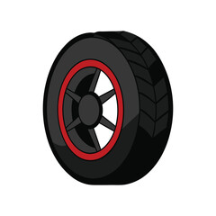 Obraz premium Tire with rim icon vector illustration