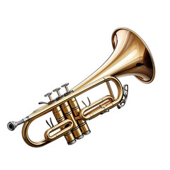 Naklejka premium Trumpet, musical instrument on a white isolated background. transparent background