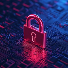 Digital Lock on Circuit Board A Symbol of Cybersecurity in Modern Technology