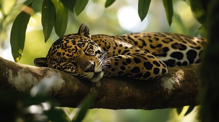 Jaguar Napping in the Rainforest