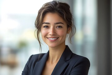 Confident Woman Smiling in Business Suit Headshot Portrait