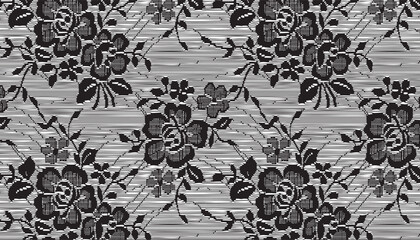 Intricate Floral Lace Pattern with Leaf Motif Design © NW