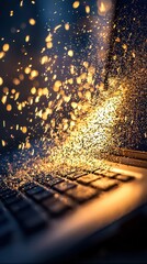 Illuminating Sparks Above a Laptop Keyboard Creating a Dynamic Visual Experience