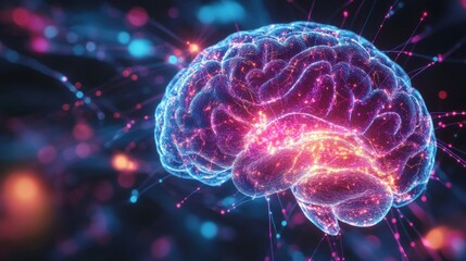 Fototapeta premium 3D Illustration of human brain nerve tracts based on magnetic resonance imaging (MRI) data