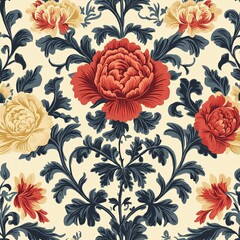 Renaissance Floral** Pattern - A floral pattern influenced by the Renaissance era,