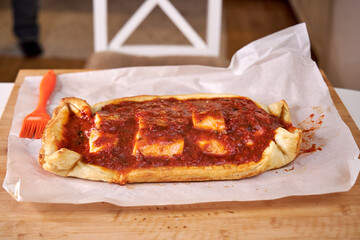 battered salmon on a baking sheet on baking paper