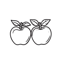 Fototapeta premium Apples In cartoon, hand-drawn flat style. image for social media, websites and UI. Isolated 2D vector design in logo, icon, sketch style, simple line vector, single color. AI Generative Art.