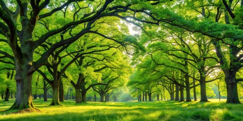 Naklejka premium Minimalist Video Inside an Oak Forest with Green Leaves, Nature's Breath, Climate Change Awareness, Natural Oxygen, Eco-Friendly Environment, Sustainable Living, Greenery, Tranquility