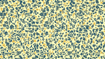 Abstract seamless pattern with blue and yellow spots on a cream background.