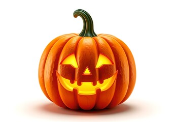 Fototapeta premium Scare orange pumpkin for Halloween' Day isolated on the white background,