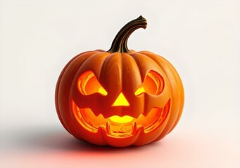 Scare orange pumpkin for Halloween' Day isolated on the white background,