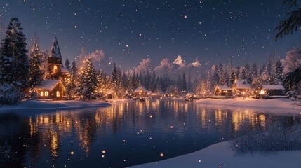 Fototapeta premium christmas night scene