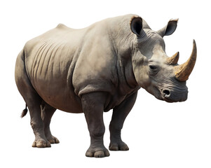 Fototapeta premium Close-Up of Majestic Rhino Standing on White Background