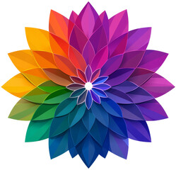 Vibrant Rainbow Mandala, A kaleidoscope of colors swirling into a mesmerizing design.