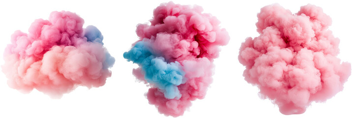 Dreamy pink and blue ink clouds swirl in mesmerizing patterns against a black backdrop.