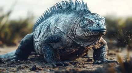 Fototapeta premium Marine Iguana Amblyrhynchus Cristatus World Wildlife Day, March, animal concept, generative ai