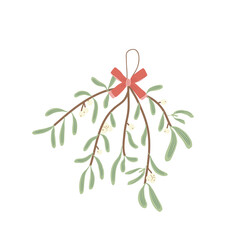 Mistletoe isolated on white background. Christmas decoration. Vector hand drawn illustration