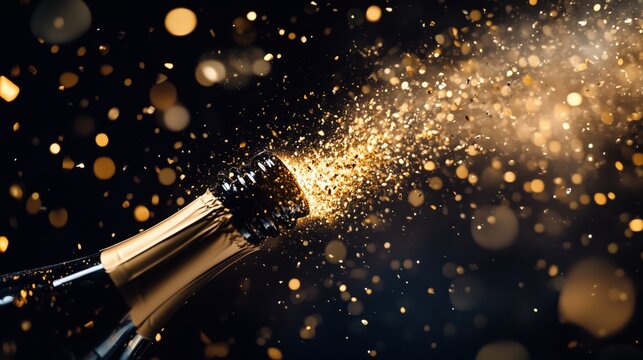Spritzender Champagner f&uuml;r die Neujahrsfeier