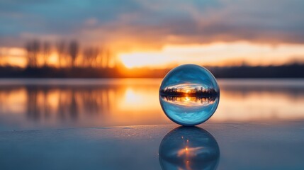 Obraz premium Crystal Ball Sunset Reflection
