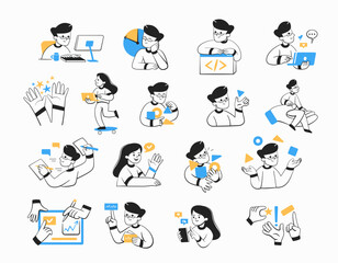 Fototapeta premium Set of icons for management, marketing, teamwork, social networks, etc.