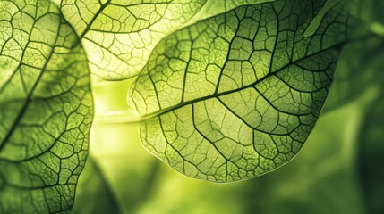 Close-up View of the Intricate Veins and Texture of a Green Leaf
