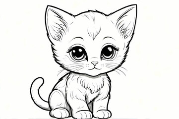 Obraz premium Cute Young Cat Coloring Book Page