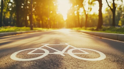 Obraz premium Urban cycling infrastructure, bicycle lane with clear signage for safe commuting