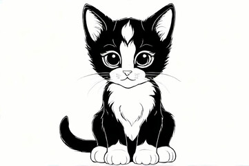 Obraz premium Cute Young Cat Coloring Book Page