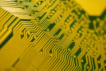 Computer motherboard. Details of a mainboard back