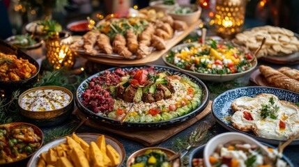Obraz premium Vibrant Eastern Food Festival with Fresh Ingredients