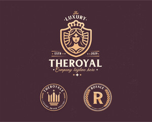 Obraz premium Royal elegant luxury queen goddess logo template for business