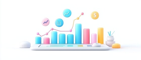 Visualizing growth a creative representation of data analytics with colorful graphs and charts for financial insights