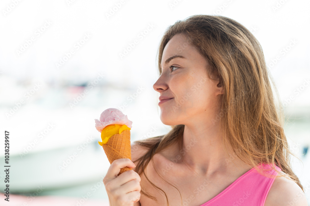 Canvas Prints Young redhead woman at outdoors