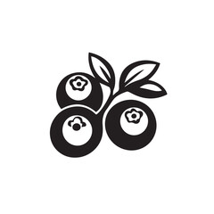 Fototapeta premium Blueberries In cartoon, hand-drawn flat style. image for social media, websites and UI. Isolated 2D vector design in logo, icon, sketch style, simple line vector, single color. AI Generative Art.