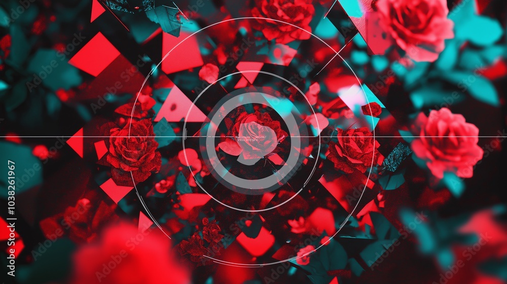 Poster A kaleidoscope of fragmented images creating a mesmerizing effect