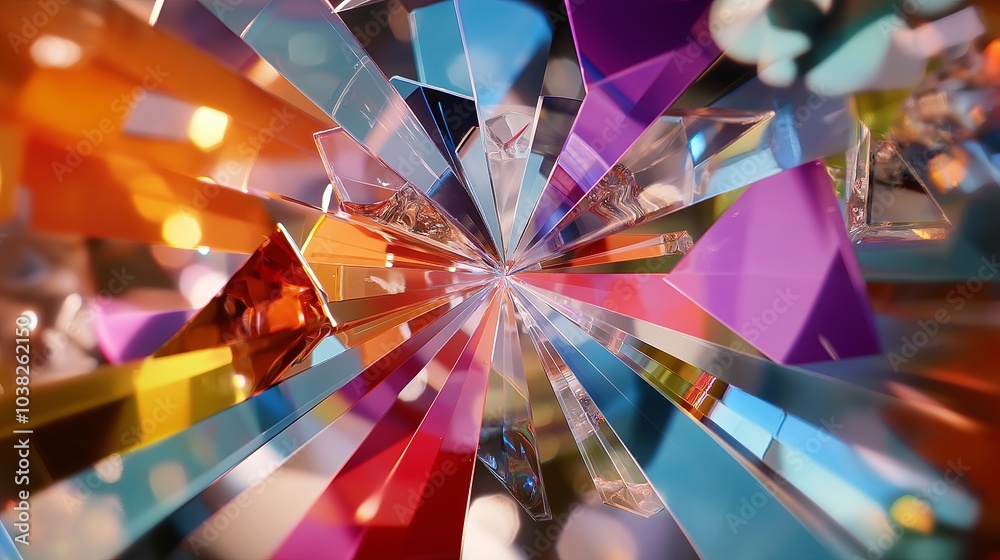Poster A kaleidoscope of fragmented images creating a mesmerizing effect