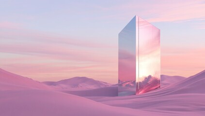 Fototapeta premium Mirror Structure in a Pink Desert