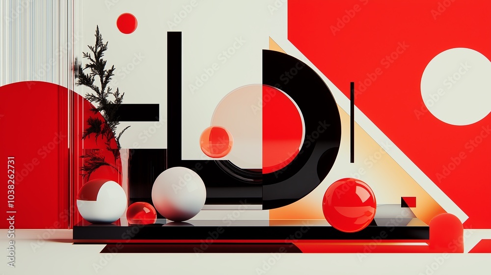 Poster a minimalist design with a single bold color and geometric shapes