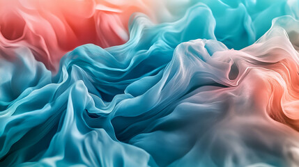 Obraz premium Elegant Turquoise & Coral Gradient: Smooth, Flowing Waves for Premium Abstract Background