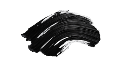 An abstract black brush stroke design on isolated on transparency PNG background.