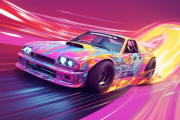 Obraz premium 3D Car Drift: High Speed Cornering Action Game Wallpaper Background