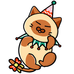 Cute christmas cat cartoon illustration