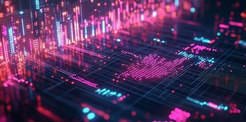 Obraz premium Abstract Digital Network with Pink and Blue Lights