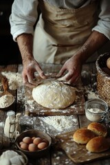 Fototapeta premium close-up of kneading dough. selective focus