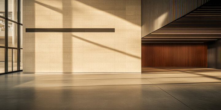 Modern interior design showcasing natural light in a spacious urban lobby during daytime hours